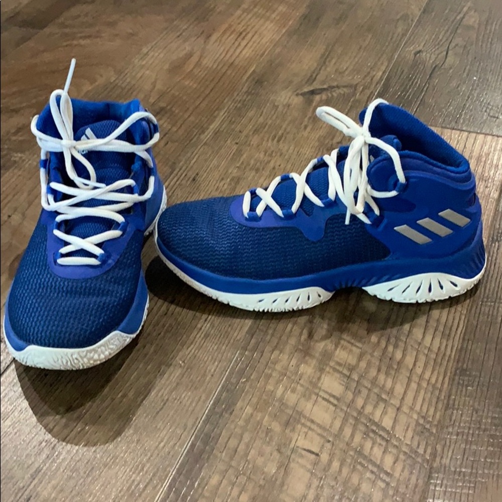 Blue adidas basketball shoes